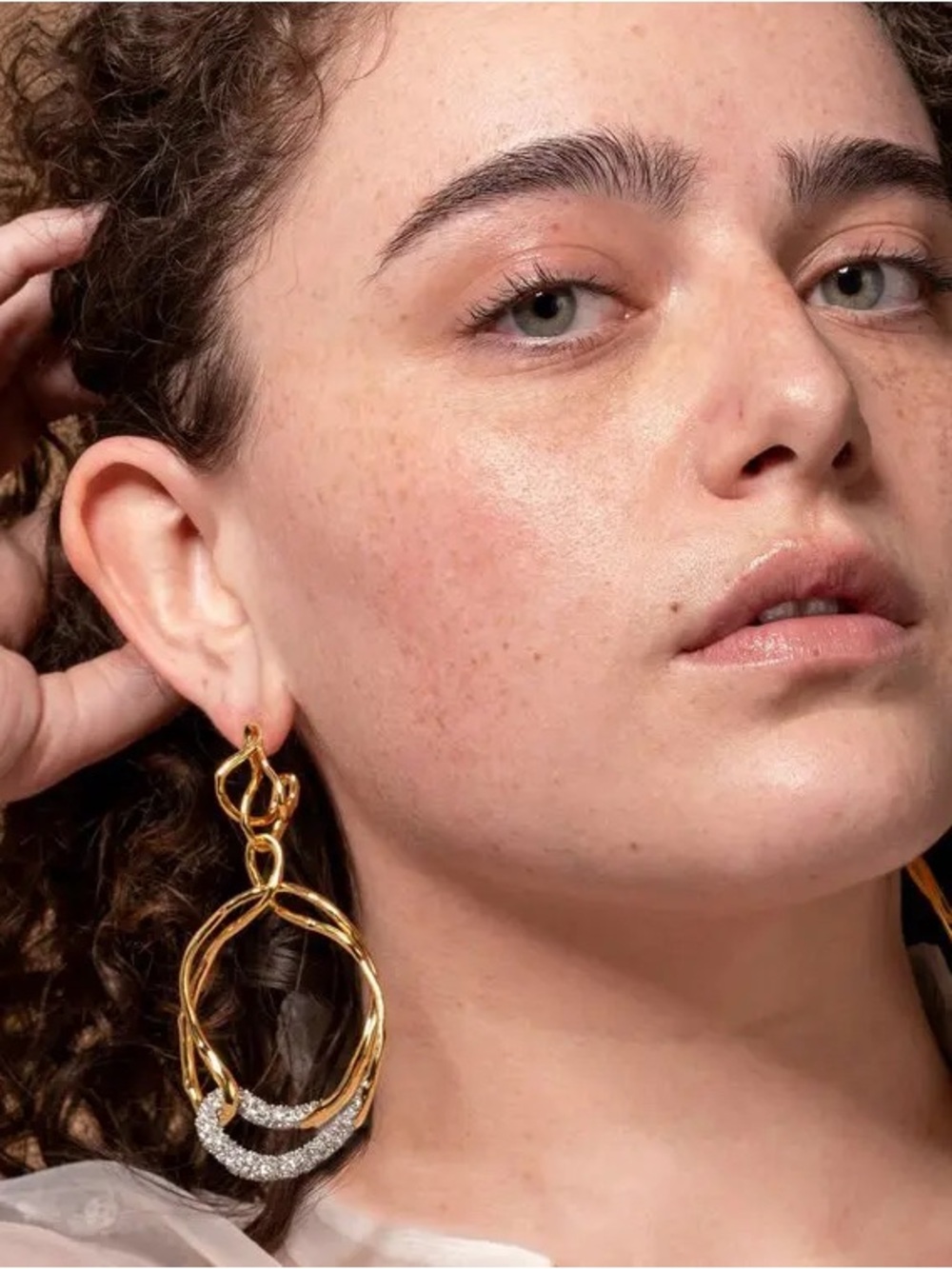 Alexis Bittar Solanales Twisted Drop Hoop Earrings (MSRP $350)